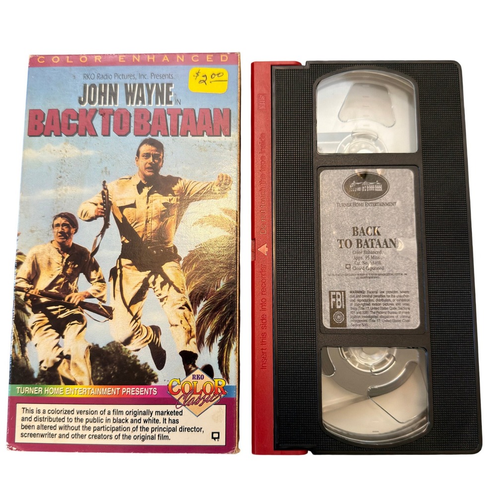 Back to Bataan VHS John Wayne Anthony Quinn Colorized WWII Action 6349E
